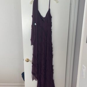 Elegant Women's Plum Maxi Dress with Beaded Detail